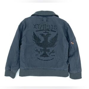 VGUC Guess Jeans Little Boys Canvas Bomber Jacket in Gray 5/6